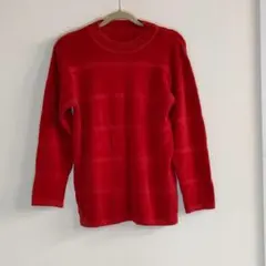 ユニセックス ニットセーター レッド ポリエステル×レーヨン