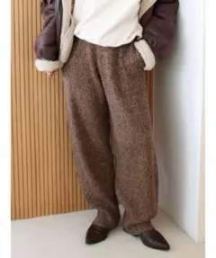 【Ungridアングリッド】パンツ メランジニットルーズパンツ　ブラウン