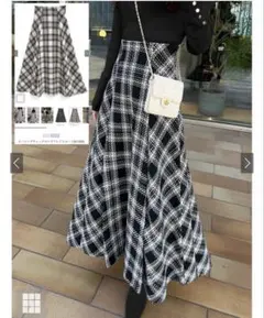 GRL ロービングチェックロングフレアスカート