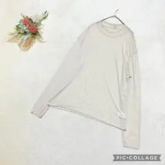 ティーマインド【4L】 メロウフリル カットソー シアー レイアード アイボリー