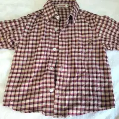 ミキハウス 赤と白のチェック 長袖シャツ 110cm