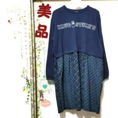 【美品】drug store's 長袖異素材ドッキング チュニックワンピース