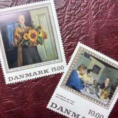 76577セール現品限　外国切手　デンマーク発行絵画2種揃凹版