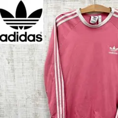 IR115《長袖リンガーTシャツ》アディダス　トレフォイル刺繡ロゴ　スリーライン