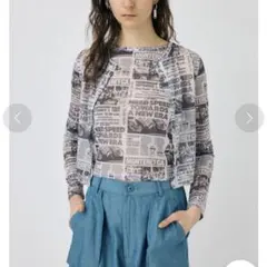 【新品】MOUSSY新聞柄 シアーアンサンブル トップス FREEサイズのサムネイル