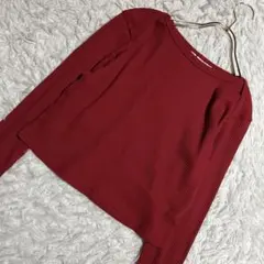 ［美品］moussy 長袖 リブニット レッド F