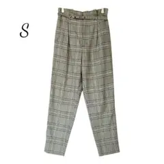 エージーバイアクアガール グレー チェック柄 テーパードパンツ ベルト付　S