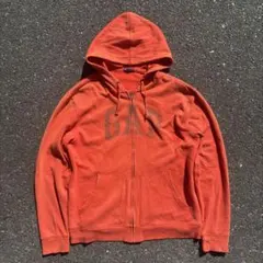【y2k】old GAP オレンジ ジップパーカー フェードロゴ