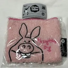 ひつじのショーン　もこもこスクエアポーチ　いたずらブタ