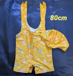 最終値下げ☆800円【美品】ベビー水着とキャップ イエロー 80cm