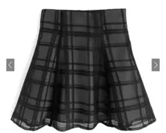 grl インパン裏地付きチェック柄フレアミニスカート　ブラック
