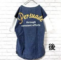 【ゴージ/GORGE】ロゴ入りデニム異素材TシャツF綿混紡カットソーのサムネイル