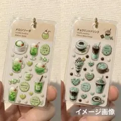 ミニチュア　キーホルダー　メロンソーダ&チョコミントドリンク　２点セットのサムネイル