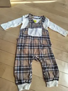 チェック柄ロンパース上下2点セット　90cm