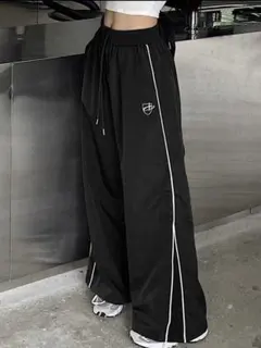 DAZY コントラストパイピング ワイドパンツ M
