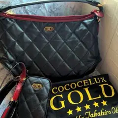 極美品未使用☆COCOCELUX GOLD ハンドバッグ 同素材ポーチ付き☆