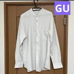 GU ホワイト バンドカラー長袖シャツ