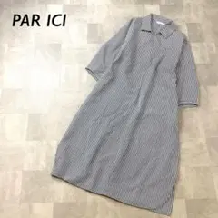 PAR ICI ストライプ ロング シャツ ワンピース 七分袖のサムネイル