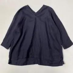 美品 アーバンリサーチドアーズ リネンVネックワイドプルオーバー 麻