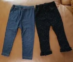 デニムとドット模様のパンツ2点セット