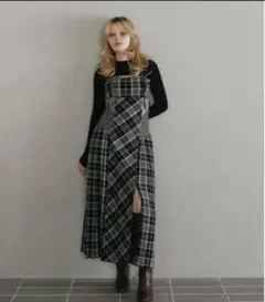 ワンピース andmary Nadia check long dress black ANDMARY】Nadia check long dress