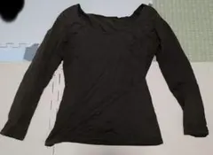 H311 ダークブラウン Uネック 長袖 Sサイズ