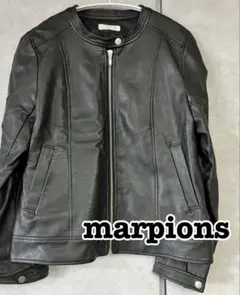 ノーカラーライダースジャケット marpions マルピオーネ レディース M