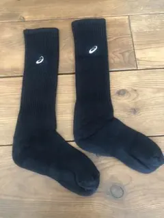 アシックス ワンポイントハイソックス　ブラック