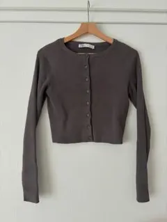 ZARA リブニット カーディガン グレー Lサイズのサムネイル