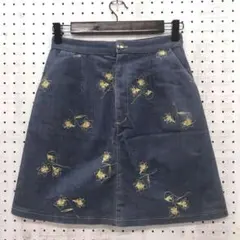 ボーホー フェミニン 古着 CECIC McBEE 花柄刺繍 台形ミニスカート