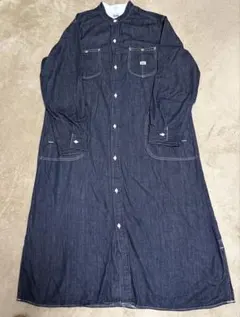 LEE デニムシャツワンピース Sバンドカラー マキシ丈ワンピース　ネイビー