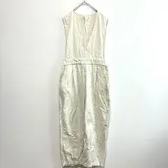 サマンサモスモス　綿100%　サロペット　白系　Vネック　春夏秋　コットン