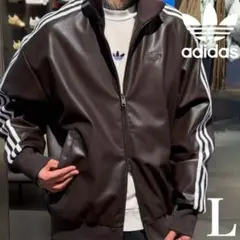 新品L⭐️adidas スリーストライプ プレザー トラックトップ ダークブラウン
