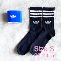 【新品】アディダス クルーソックス S 22-24cm ブラック×ホワイト