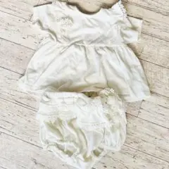 【美品】mamaraku 半袖 セットアップ カボチャパンツ　80cm