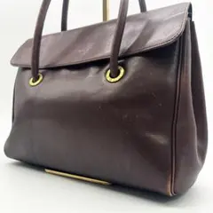 美品】ゴールドファイル がま口 ゴールド金具 ハンドバッグ 2way 自立 