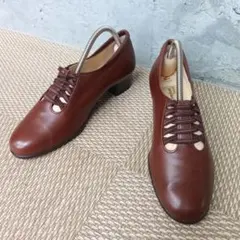 【美品】RIZ comfort パンプス 幅広 コンフォート 伸縮ゴム 23茶