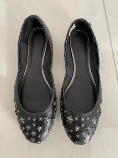 ディーゼル　スタッズ付きフラットパンプス　黒　23〜23.5cm