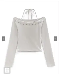 ホルターネックスタッズオフショルダートップス(pm615)