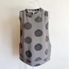 バーンドア 北欧風サークル花柄ベスト M グレージュ チュニック レイヤード