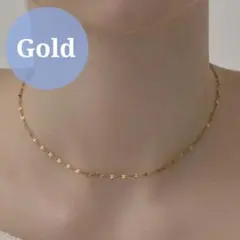 ステンレス ネックレス ゴールド/チェーンのみ チョーカー 短め キラキラ 華奢