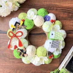 毛糸玉リース こどもの日 鯉のぼり 端午の節句 玄関飾り ハンドメイド 紫陽花
