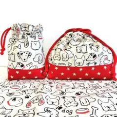 大きめ　お弁当袋セット　ハンドメイド　犬
