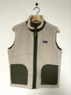 【Patagonia】フリースベスト アイボリー/オリーブXXL