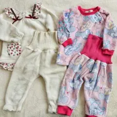 ベビーパジャマ フリース モコモコ ミニーちゃん&いちご柄 ２着セット