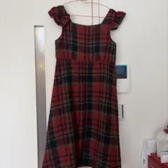 キャミワンピース 赤と緑のチェック
