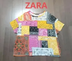 【ZARA】ペイズリー柄ショート丈Tシャツ 美品