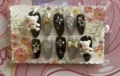 【現品】ネイルチップ 地雷風くまちゃんネイル