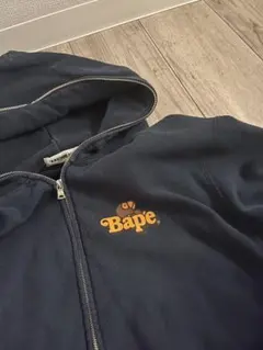 Bape ネイビー ジップアップパーカー
