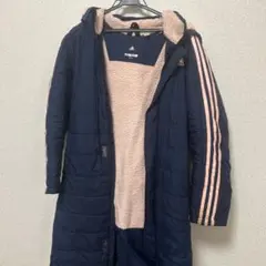 adidas ベンチコート ネイビー/ピンク 160